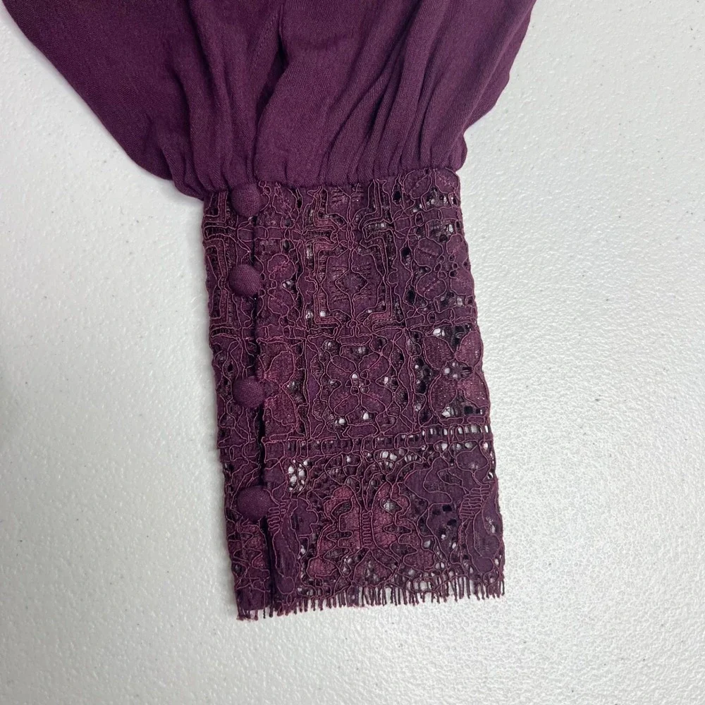 Free People Flutter By Lace Blouse Purple Small